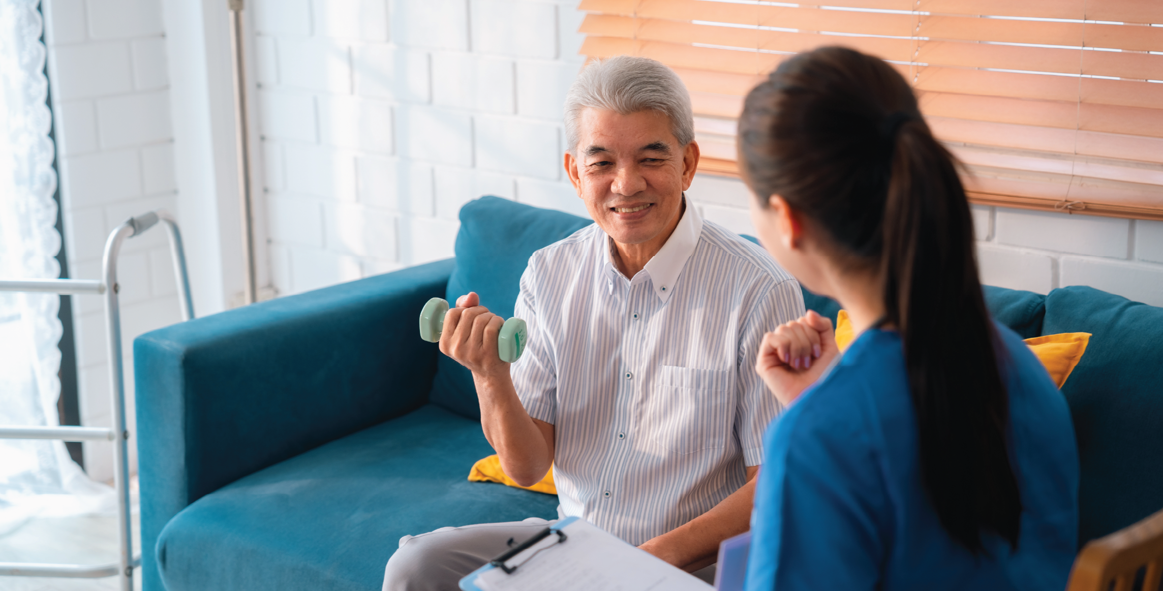 elder patient training with a doctor