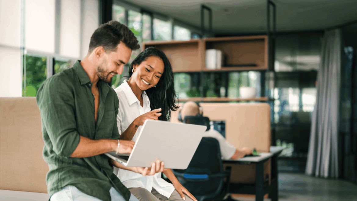 two people working together 