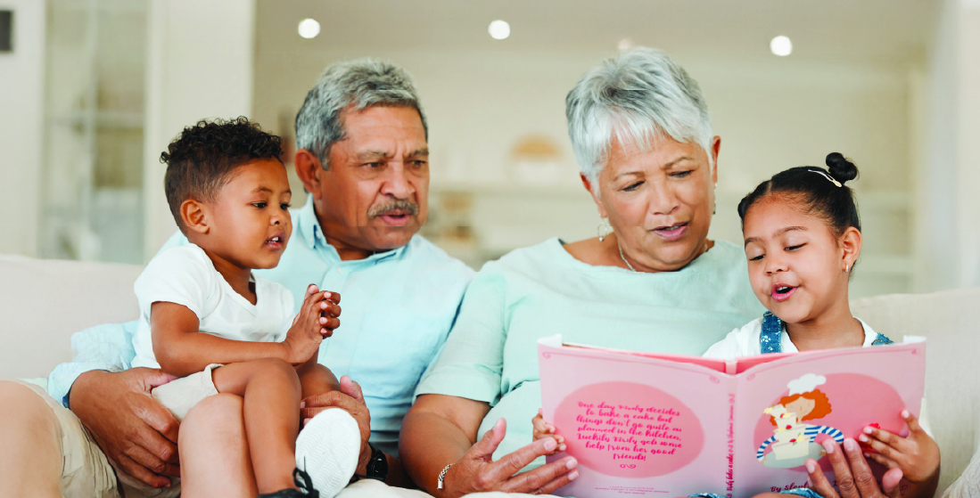 senior couple with their grandchildren 