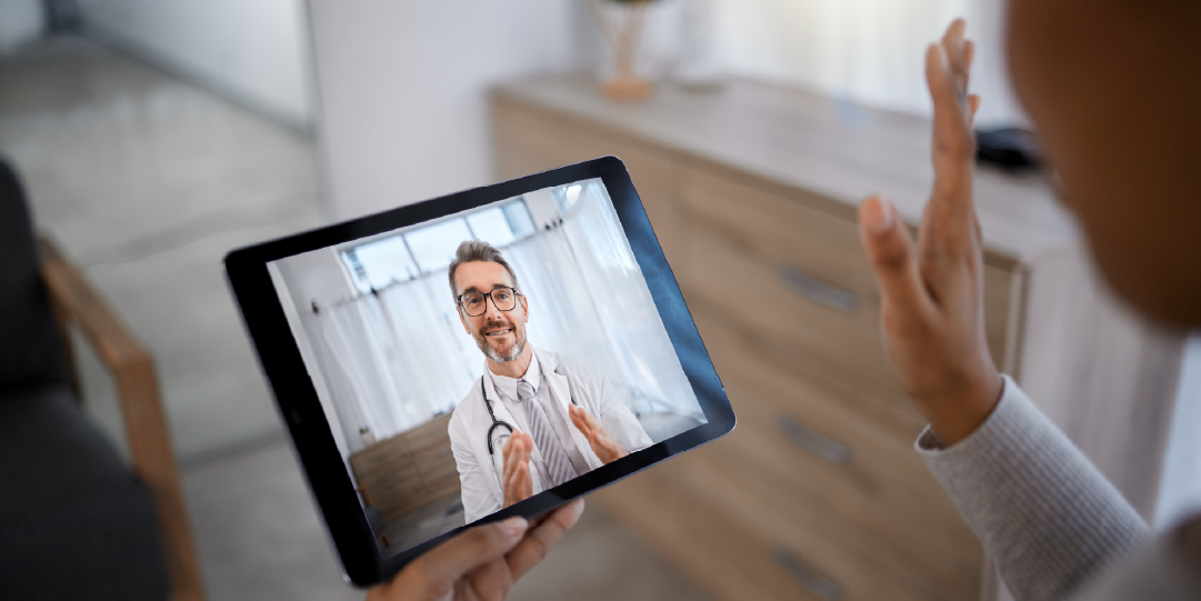 patient on a telehealth call with their doctor