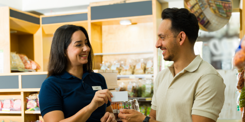 employee and customer at a local store